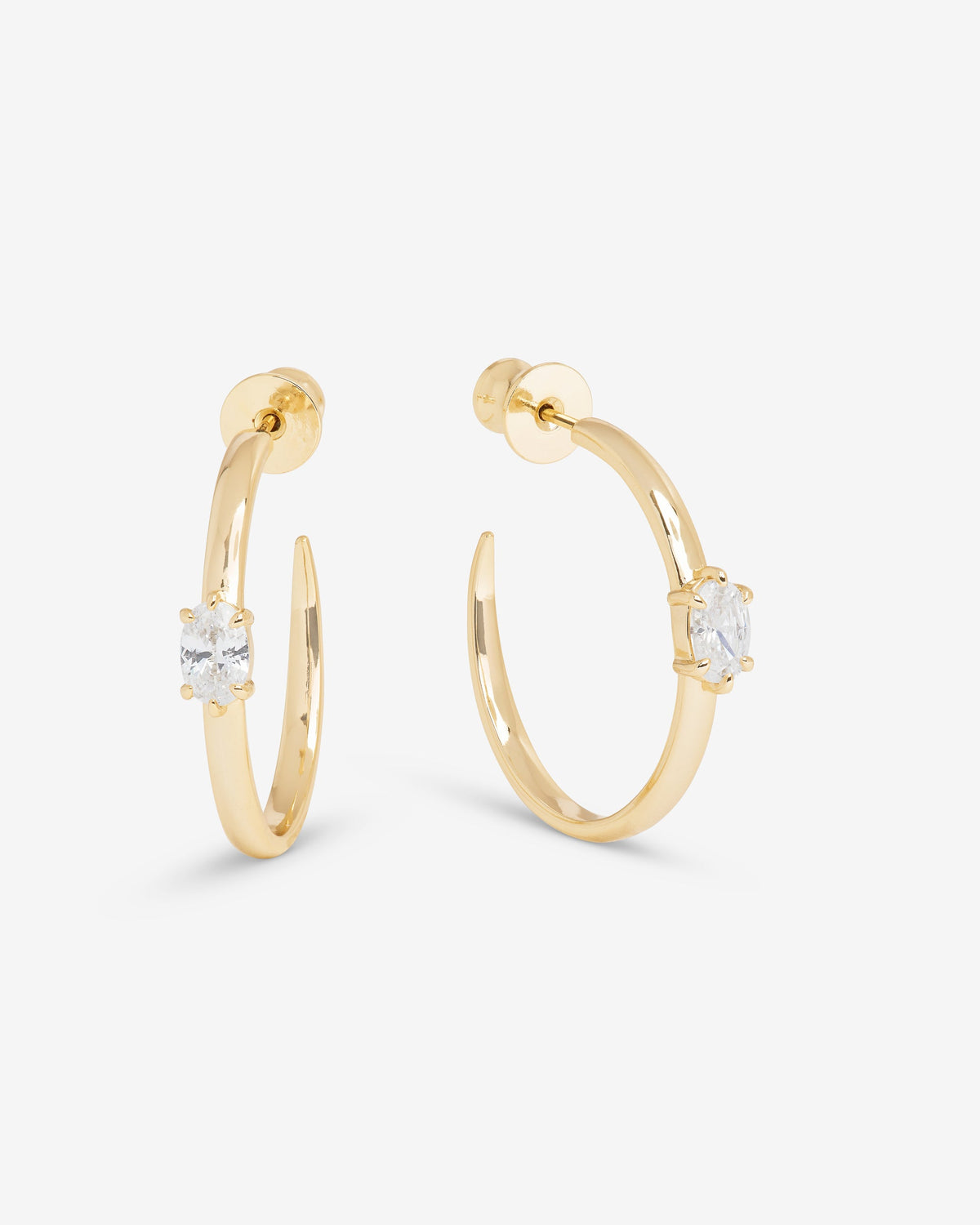 She's on Point Hoops 1" - Gold|White Diamondettes
