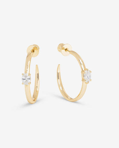 She's on Point Hoops 1" - Gold|White Diamondettes