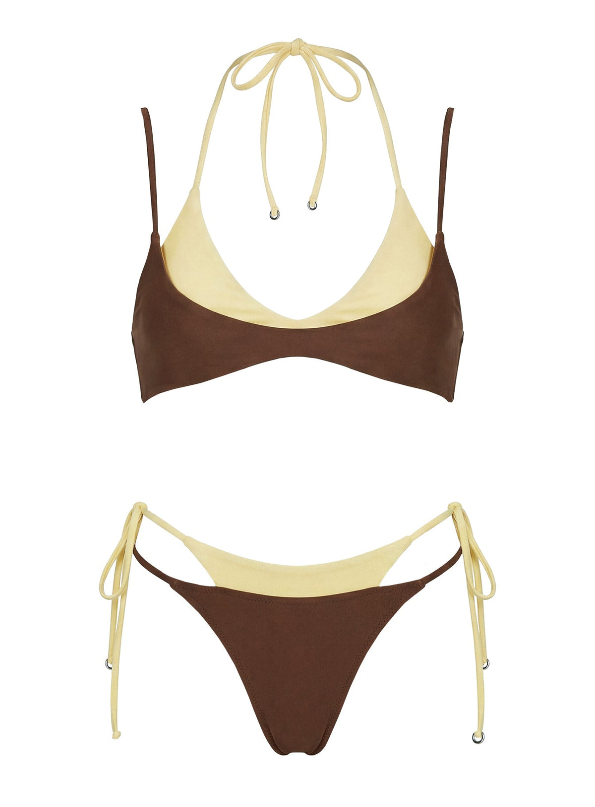 Andrei Layered Cheeky Bikini Bottoms Brown / Yellow