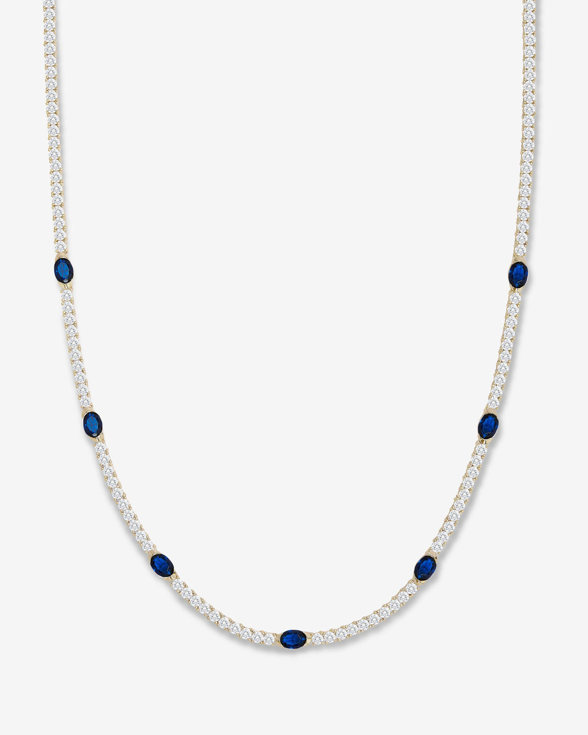 The Maven Tennis Necklace 3mm - Gold|Blue Sapphire