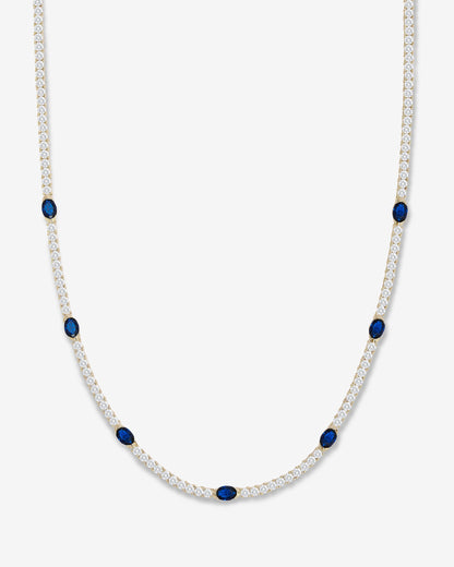 The Maven Tennis Necklace 3mm - Gold|Blue Sapphire