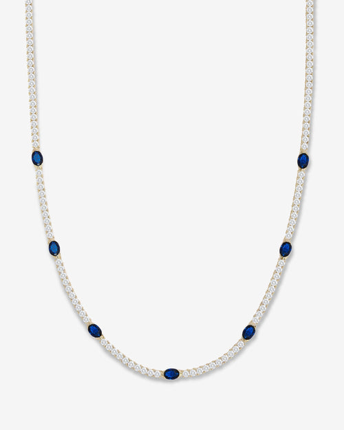 The Maven Tennis Necklace 3mm - Gold|Blue Sapphire