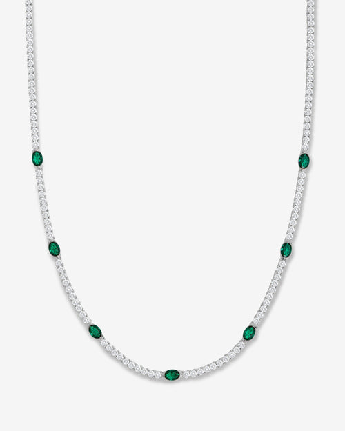 The Maven Tennis Necklace 3mm - Silver|Emerald
