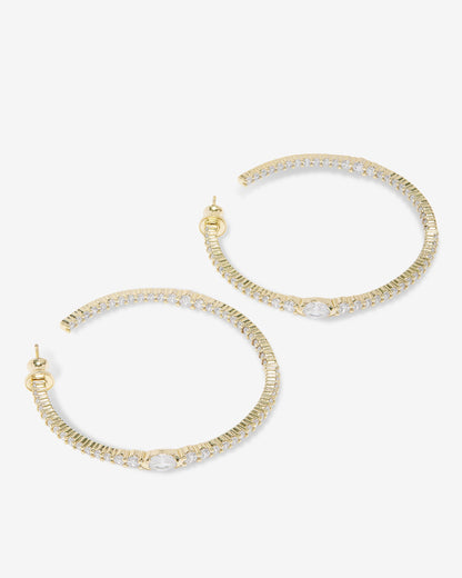 The Maven Hoops 2" - Gold|White Diamondettes