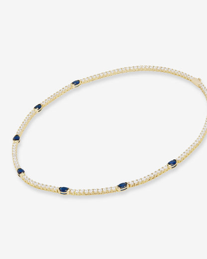 The Maven Tennis Necklace 3mm - Gold|Blue Sapphire
