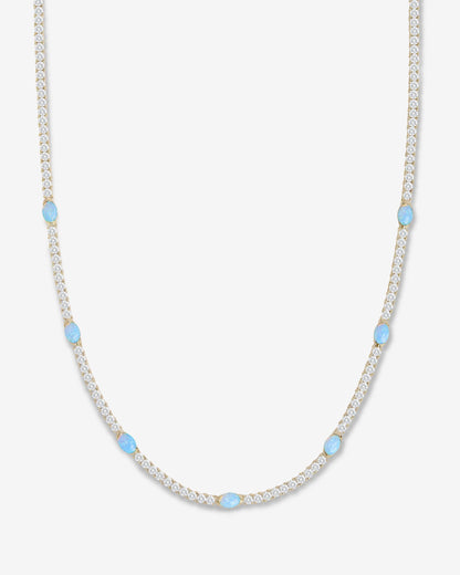 The Maven Tennis Necklace 3mm - Gold|Blue Opal
