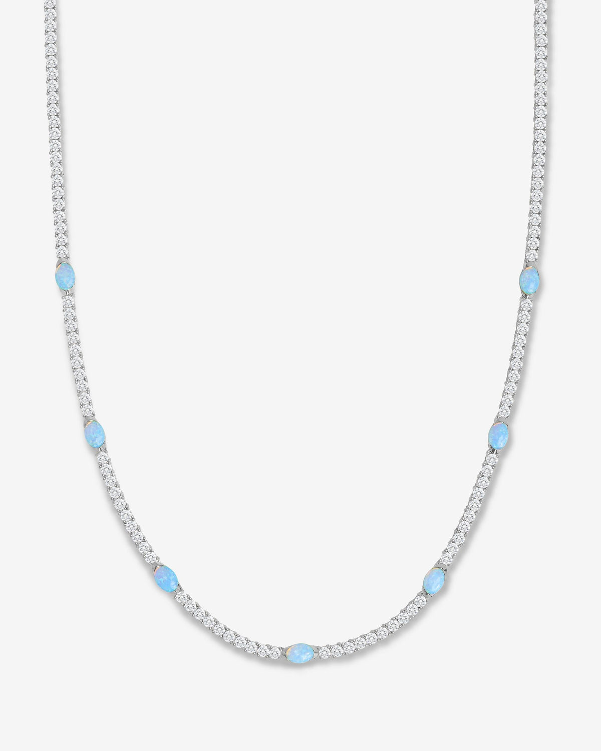 The Maven Tennis Necklace 3mm - Silver|Blue Opal