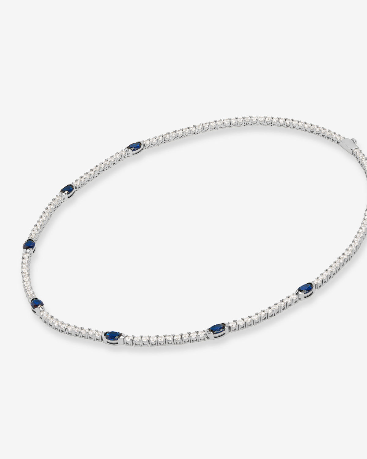 The Maven Tennis Necklace 3mm - Silver|Blue Sapphire
