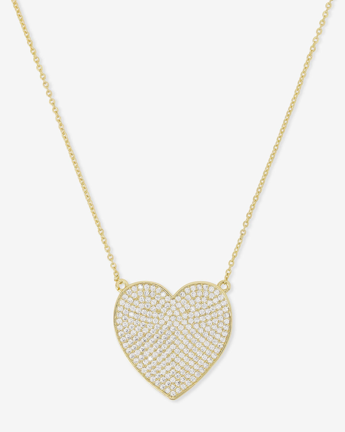 XL You Have My Whole Heart Pavé Necklace - Gold|White Diamondettes