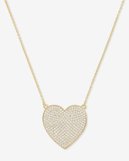 XL You Have My Whole Heart Pavé Necklace - Gold|White Diamondettes