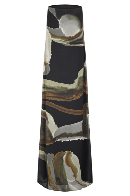 Amaya Strapless Chiffon Maxi Dress - Green Fluid Reverie Print
