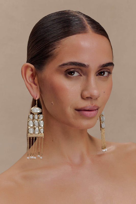 Annika Horizontal Resin Drop Earrings - Gold