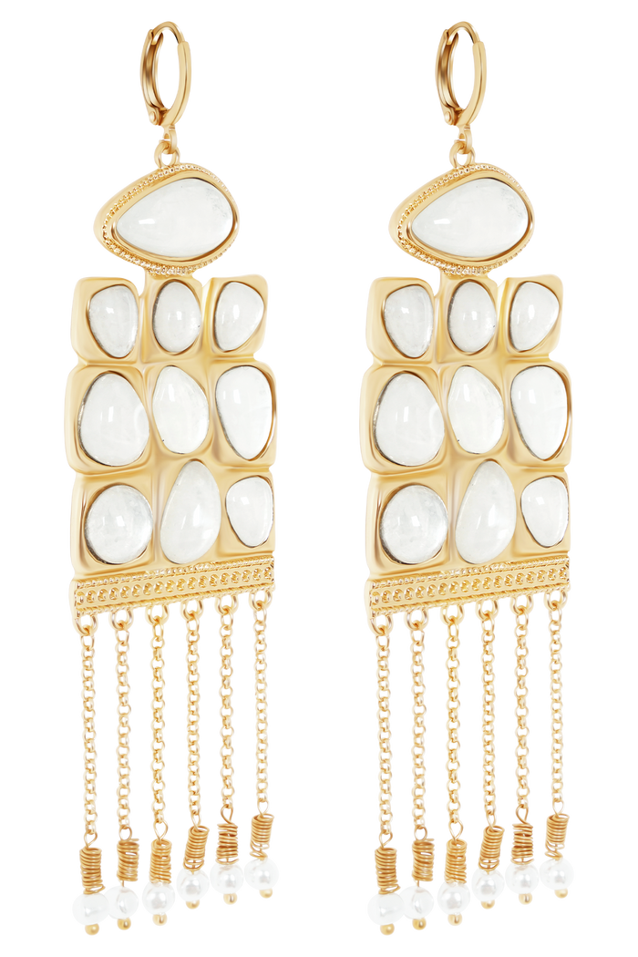Annika Horizontal Resin Drop Earrings - Gold