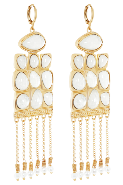 Annika Horizontal Resin Drop Earrings - Gold