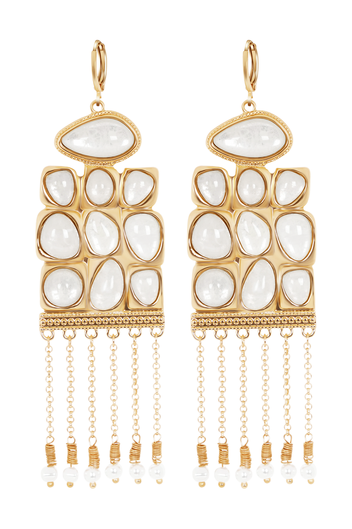 Annika Horizontal Resin Drop Earrings - Gold