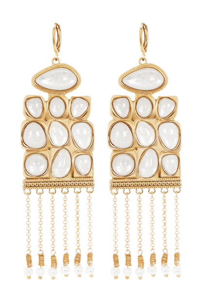 Annika Horizontal Resin Drop Earrings - Gold