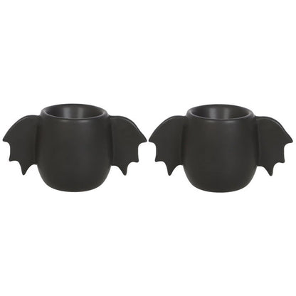 gothic bat wing egg cups displayed highlighting sculpted wing detail and character