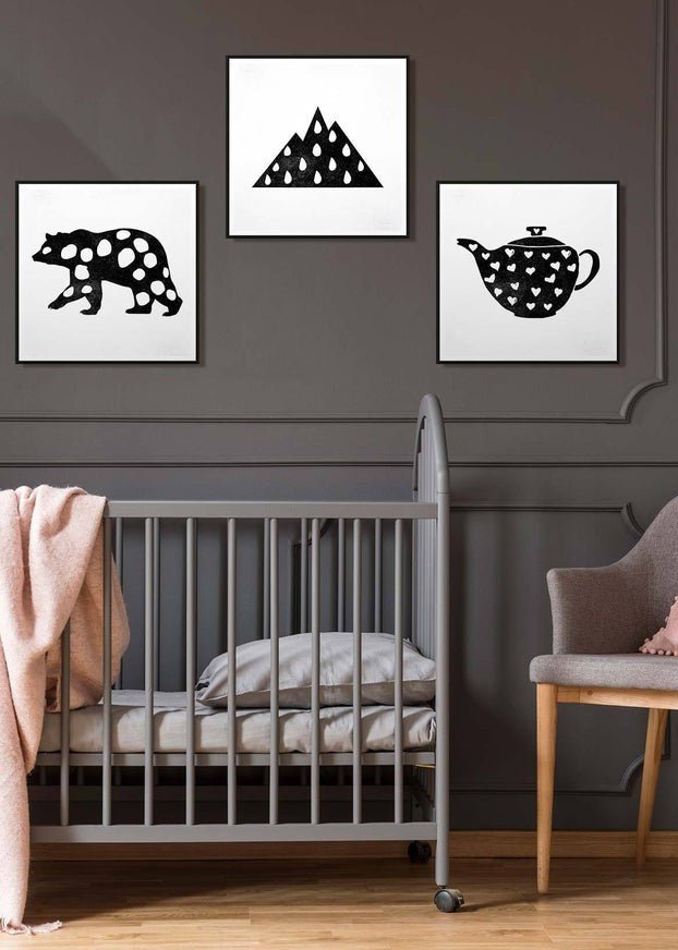 Bear Silhouette Polkadot Print