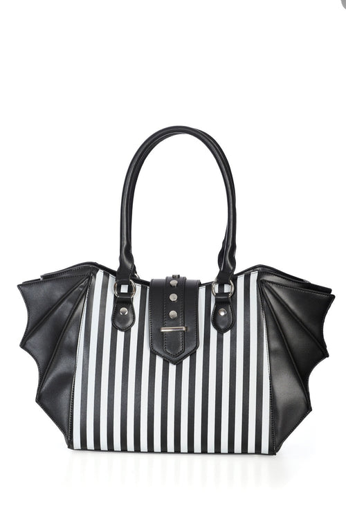 Beetle Striped Batwing Handbag [Black/White]