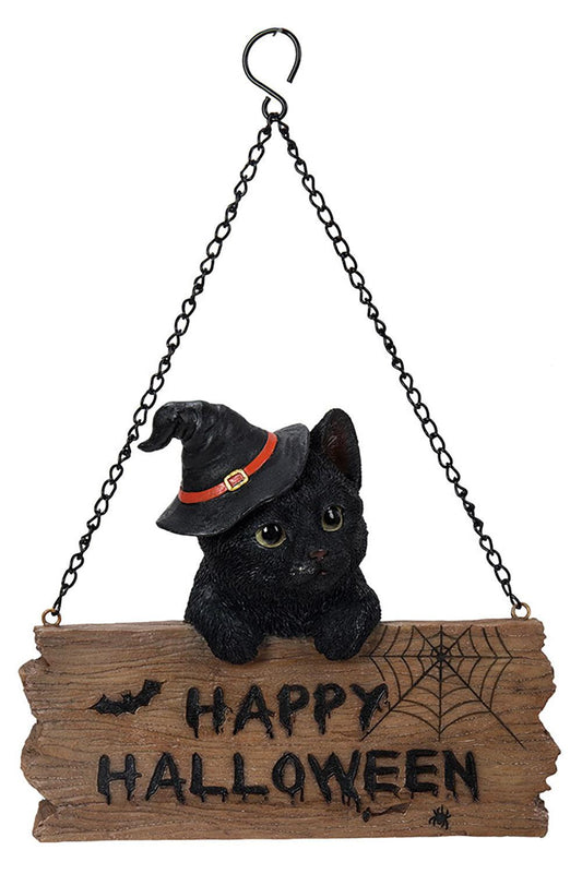 Black Kitten W/ Board Hanging Sign