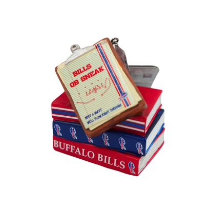 Buffalo Bills QB Sneak Clipboard & Book Stack Holiday Ornament