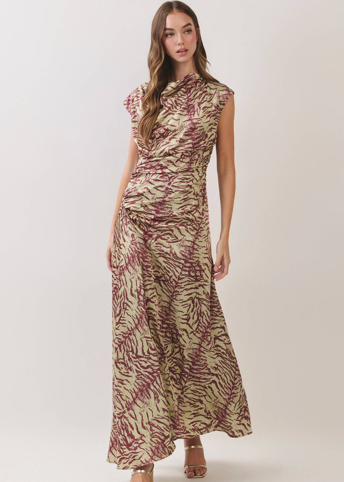 tcec fall zebra animal print maxi chic drape pretty follies wedding guest