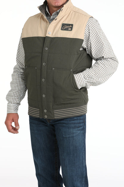 Cinch Men's Reversible Snap Vest in Olive