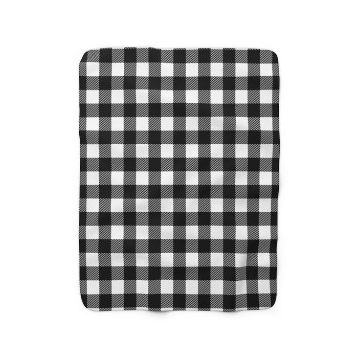 Classic Black & White Plaid Sherpa Fleece Blanket - SFB38
