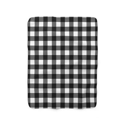 Classic Black & White Plaid Sherpa Fleece Blanket - SFB38