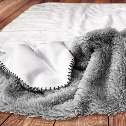 Classic Black & White Plaid Sherpa Fleece Blanket - SFB38