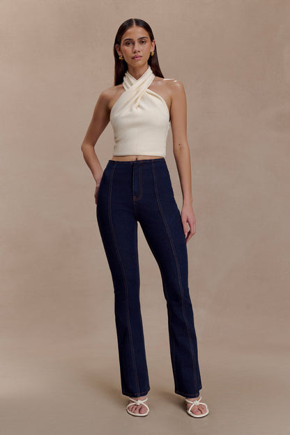 Clio Paneled Flare Jeans - Indigo Blue
