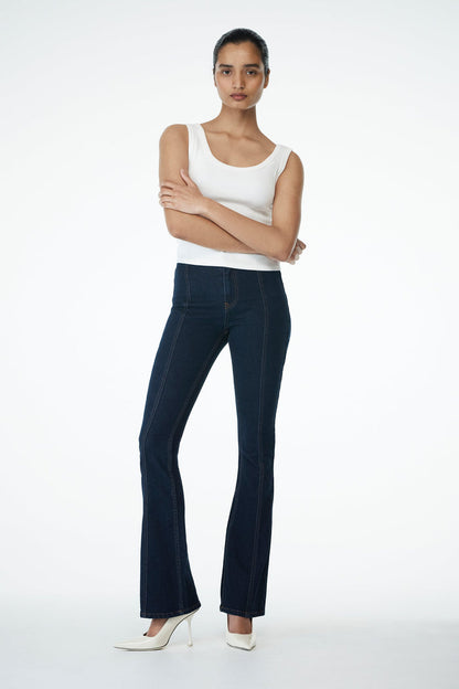 Clio Paneled Flare Jeans - Indigo Blue