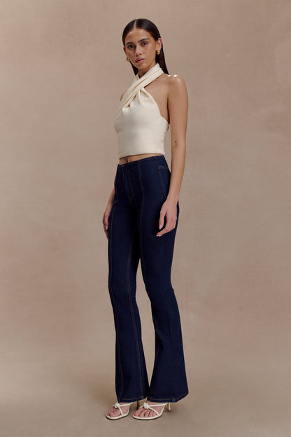 Clio Paneled Flare Jeans - Indigo Blue