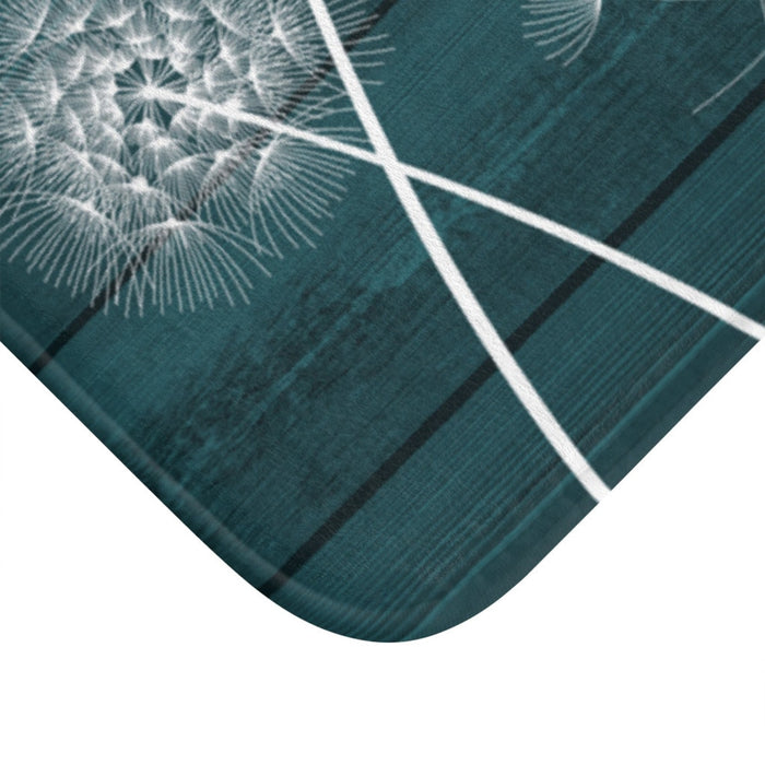 Dark Teal Dandelion Memory Foam Mat - Anti-Slip Floor & Kitchen Mat - MAT147