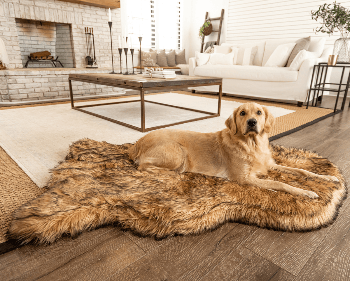 Paw Brands - PupRug by Paw.com™ Faux Fur Orthopedic Dog Bed - Curve Sable Tan