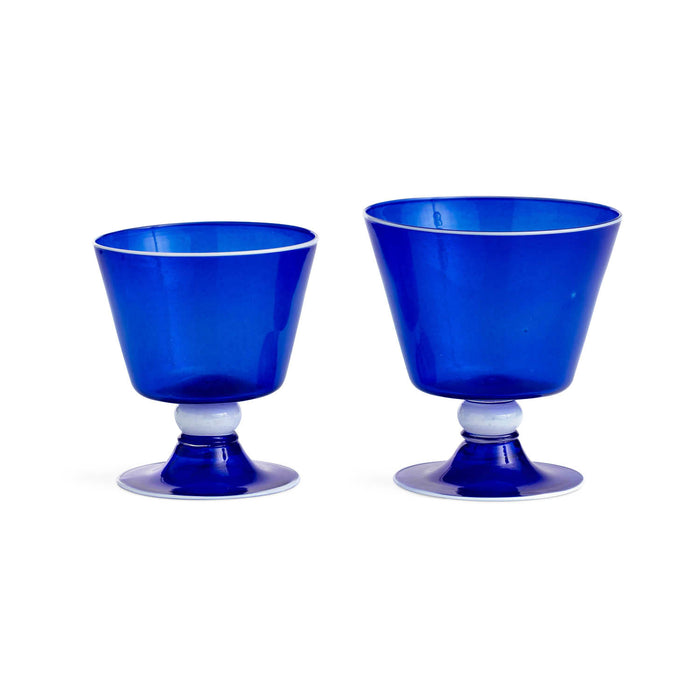 Elegante Water Glass In Cobalt Blue With White Rim Eleish Van Breems Home