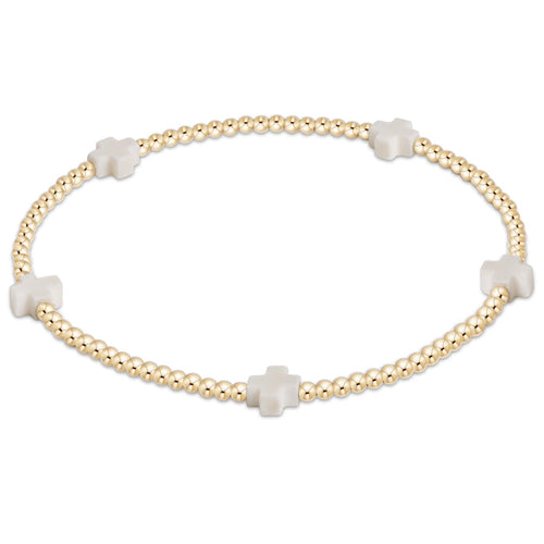 enewton: Signature Cross Small 2mm Gold Bracelet - Off-White