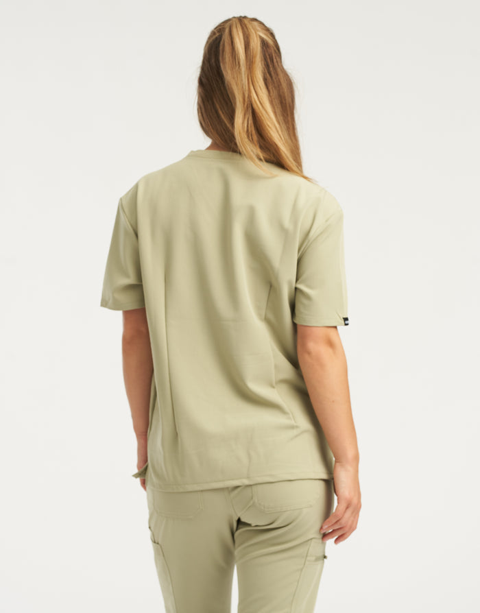Essential V Neck Scrub Top - Matcha