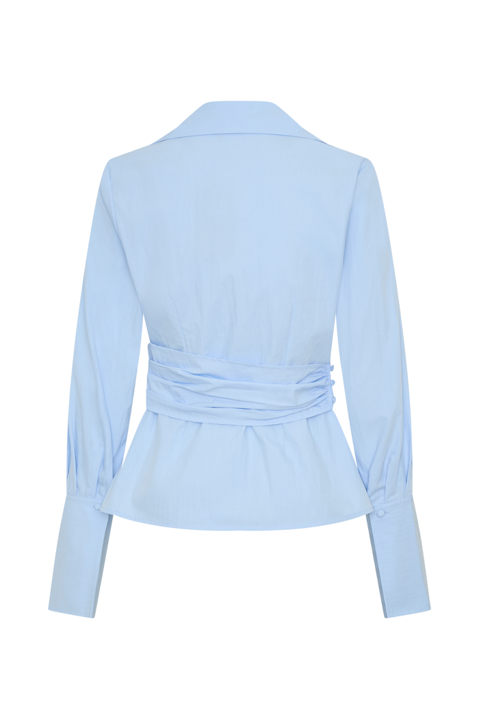 Eugenia Wrap Cotton Shirt - Blue