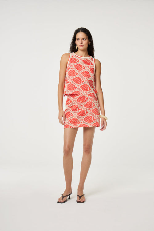 Model wearing Fabienne Chapot Cato Skirt Tangerine Tango by Fabienne Chapot, shop the brand at Dotique online.
