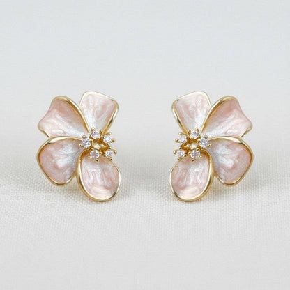 Floral Enamel Drop Earrings with Sparkling Accents - B Social Boutique