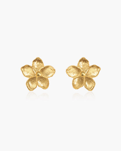 Gold Textured Floral Earrings
