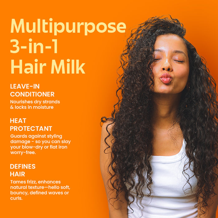 Honey & Oat 3in1 Hair Milk | Leave-in conditioner + Heat Protectant + Anti-Frizz | Suitable for All Hair Types | 100ml