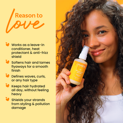 Honey & Oat 3in1 Hair Milk | Leave-in conditioner + Heat Protectant + Anti-Frizz | Suitable for All Hair Types | 100ml