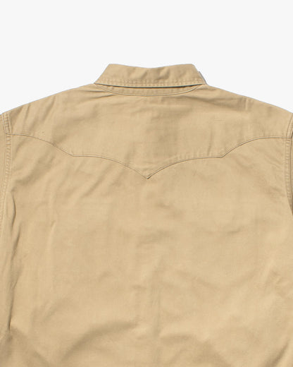Japanese Repro, Stormy Blue, Western Tan Canvas Long Sleeve Shirt - L