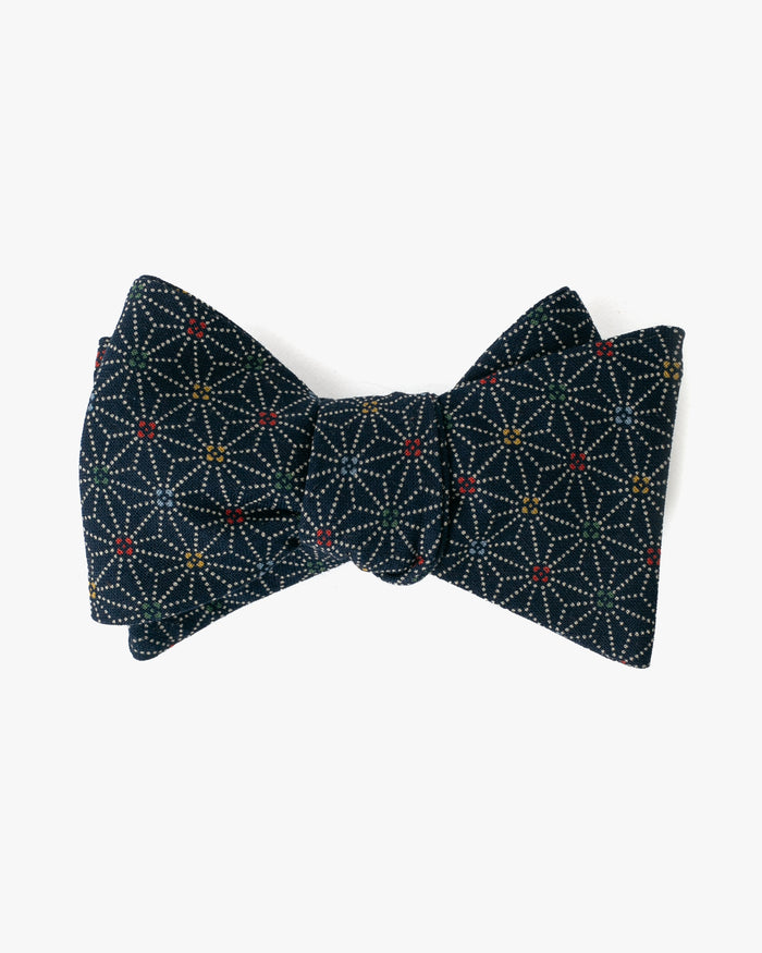 Indigo asanoha bow tie by Kiriko Made