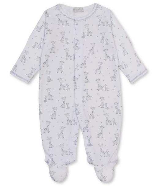Kissy Kissy Snap Footie in Silver Just Giraffes
