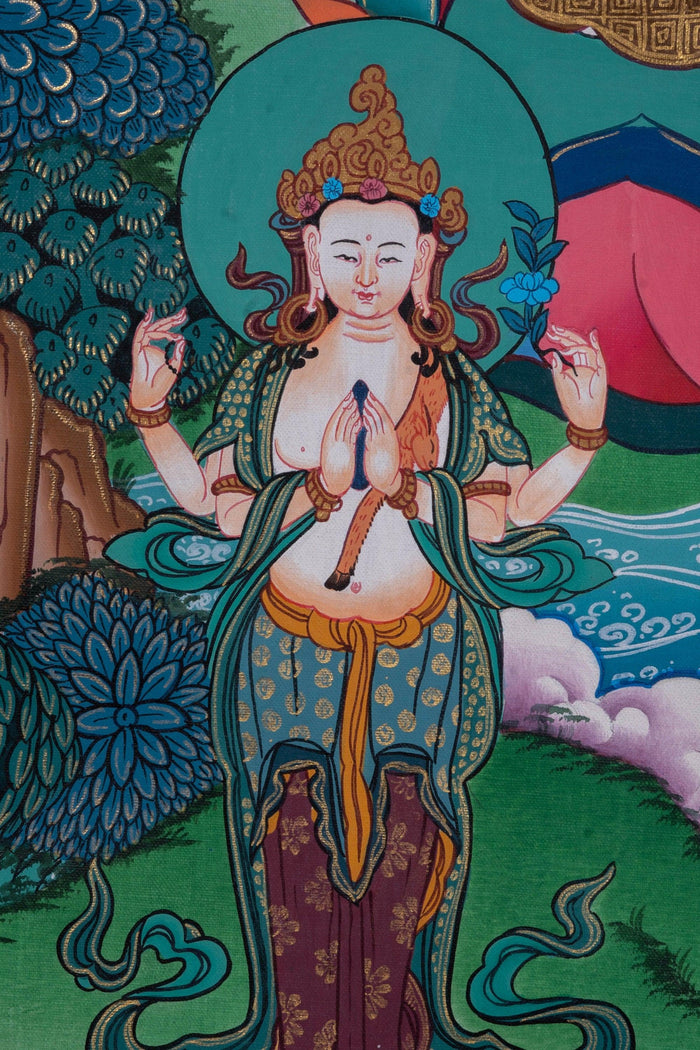 Long Life Amitabha Buddha Thangka - Himalayas Shop