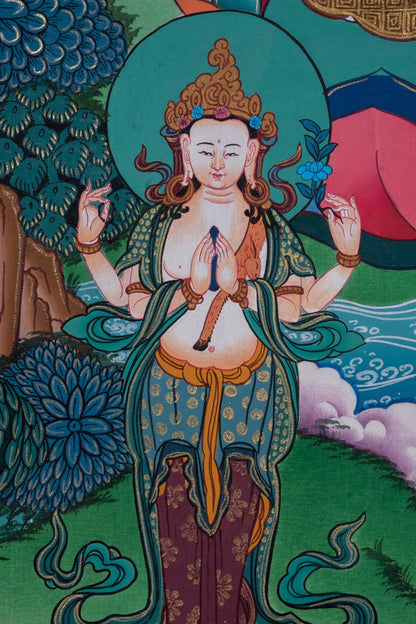 Long Life Amitabha Buddha Thangka - Himalayas Shop