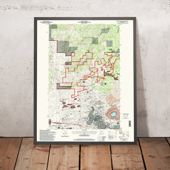 Map of Butte, Montana by USGS, 1996 – Deer Lodge National Forest & Silver Bow Creek